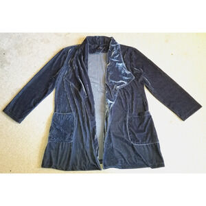 Womens Jacket-AMARYLLIS-blue velvet open pockets Classic whimsigoth Holiday-M
